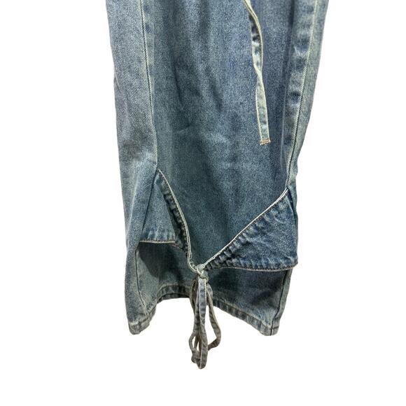 Cider Denim Jeans Womans Size Large Light Blue Cargo Tie Detail Wide Leg Denim - Picture 10 of 13